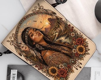 Native Inspired Boho Phone Purse Crossbody Bag, Southwestern Style Cell Phone Wallet, Desert Sunset Floral Shoulder Bag, Boho Gift for Women