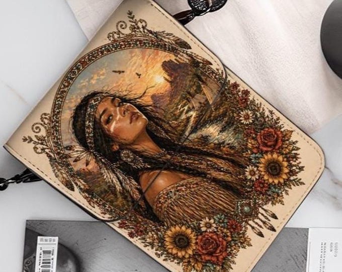 Native Inspired Boho Phone Purse Crossbody Bag, Southwestern Style Cell Phone Wallet, Desert Sunset Floral Shoulder Bag, Boho Gift for Women