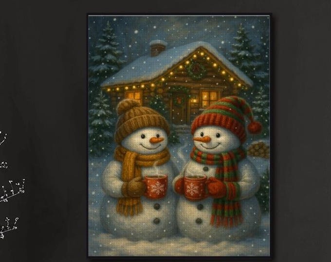 Cozy Snowman Diamond Painting Kit | Winter Cabin Holiday Craft | Christmas DIY Paint With Diamonds |