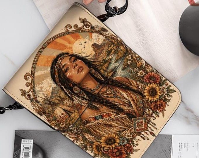 Native Inspired Phone Purse Crossbody Bag, Boho Desert Cell Phone Wallet, Southwestern Style Shoulder Bag, Artistic Gift for Women
