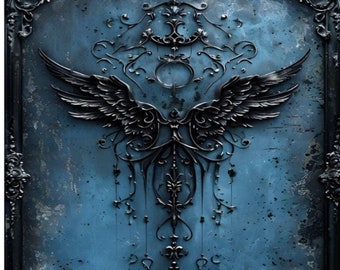 Gothic Angel Paint by Numbers Kit: Textured Blue, Framed Art (16x20)