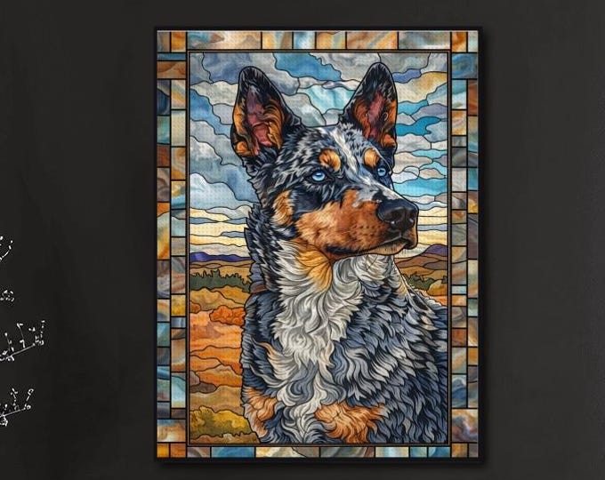 Blue Heeler Diamond Painting Kit | Australian Cattle Dog DIY Diamond Art | Dog Lover Gift | Full Drill Canvas Wall Art