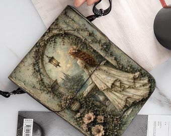 Romantic Vintage Phone Purse Crossbody Bag, Victorian Style Cell Phone Wallet, Floral Cottagecore Shoulder Bag, Elegant Gift for Women