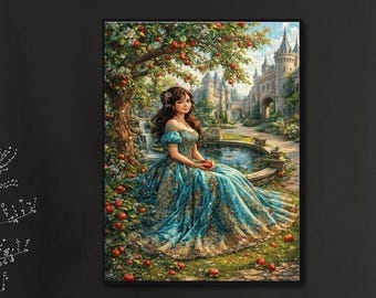 Fairytale Princess Diamond Painting Kit | Romantic Garden Castle Art | Full Drill DIY Diamond Art Canvas | Fantasy Wall Decor Gift
