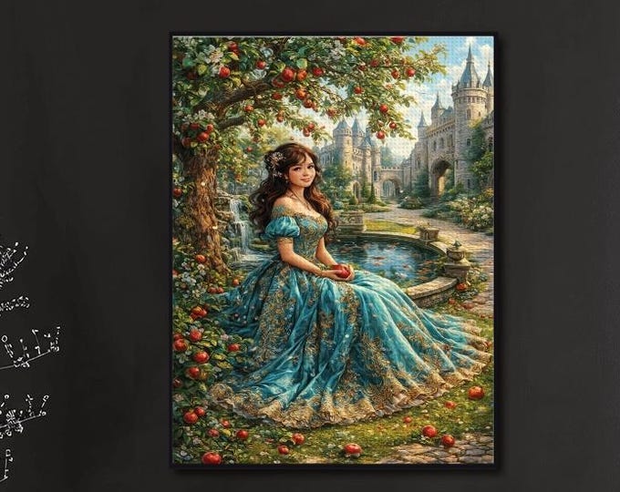 Fairytale Princess Diamond Painting Kit | Romantic Garden Castle Art (Full Drill)