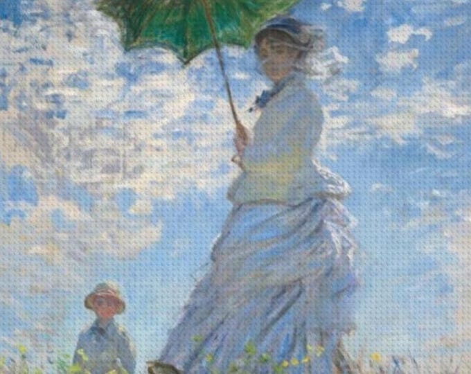 Claude Monet's Woman with a Parasol Diamond Painting Kit, Vintage Antique Handmade Craft Art, Full DIY Kit for Home Decor