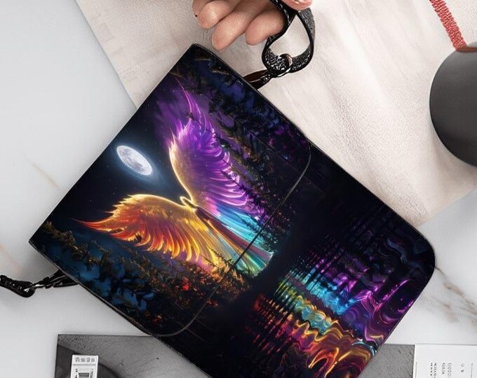 Angel in the Forest Cell Phone Purse: Lightweight Microfiber Leather Shoulder Bag