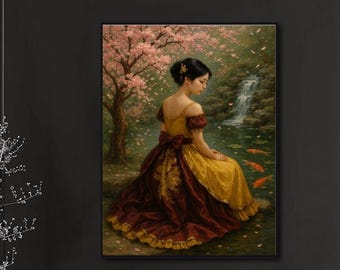 Victorian Lady Diamond Painting Kit | Romantic Garden Woman Wall Art | Full Drill DIY Diamond Art Canvas | Vintage Inspired Decor Gift