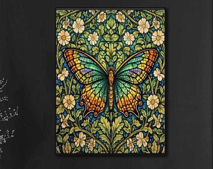 Butterfly Diamond Painting Kit | Floral Butterfly Wall Art | Full Drill DIY Diamond Art Canvas | Nature Craft Gift