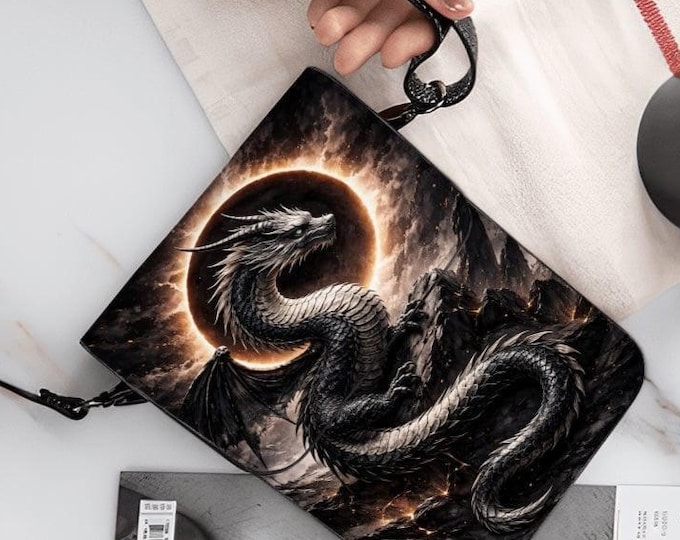 Celestial Dragon Cell Phone Purse, Fantasy Dragon Leather Crossbody Bag