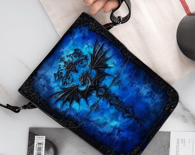 Blue Gothic Phone Purse Crossbody Bag, Fantasy Cell Phone Wallet, Mystic Blue Crossbody Purse, Adjustable Shoulder Phone Bag Gift for Women