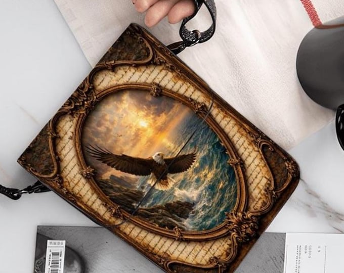 Majestic Eagle Phone Purse, Wildlife Crossbody Phone Bag, PU Leather Shoulder Bag, Nature Gift for Her