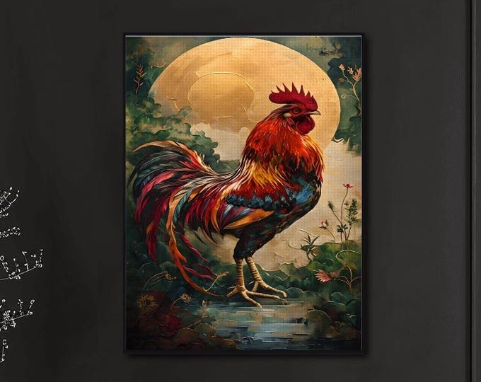 Colorful Rooster Diamond Painting Kit – DIY Farmhouse Wall Art
