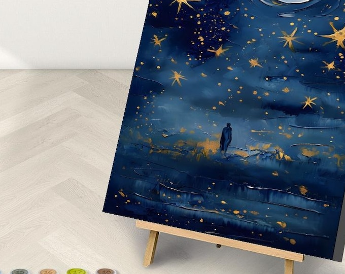 Moonlight Night Paint by Numbers Kit: Framed DIY Art Set