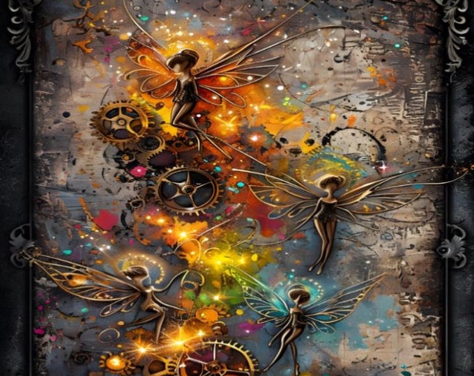 Steampunk Fairy Paint by Number Kit: DIY Angel Art (16x20 Framed Option Available)