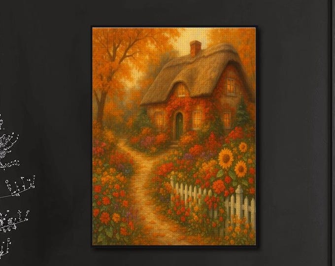 Autumn Cottage Diamond Painting Kit – DIY Fall Landscape Art