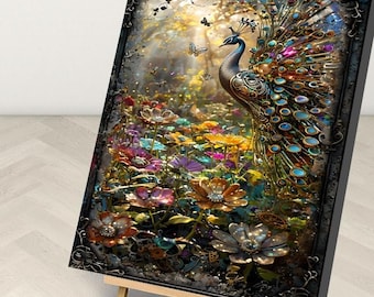 Peacock Steampunk Paint by Numbers Kit: Wildflowers Canvas Art