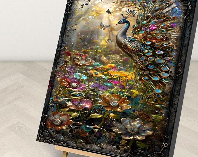 Peacock Steampunk Paint by Numbers Kit: Wildflowers Canvas Art