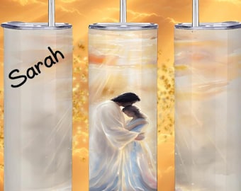 Personalized Christian Stainless Steel Tumbler: Religious Travel Cup - Heaven Hug