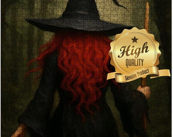 Dark Forest Witch Art Puzzle | Gothic Cottagecore Wooden Jigsaw