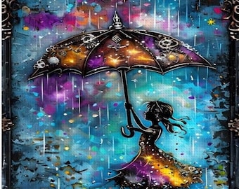 Girl with Umbrella Diamond Painting Kit, DIY Craft