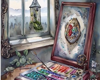 Castle Tower Diamond Art Kit: 12”x16”, 16"x20", DIY Diamond Painting