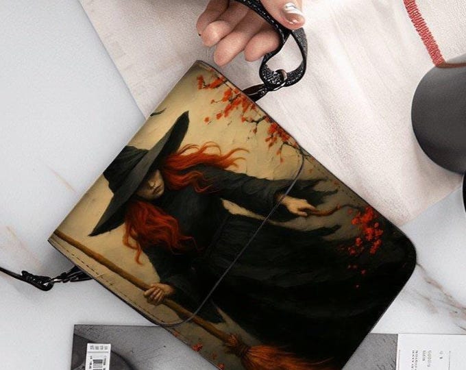 Witch Cell Phone Purse with Shoulder Strap - Mystical Dark Forest Design