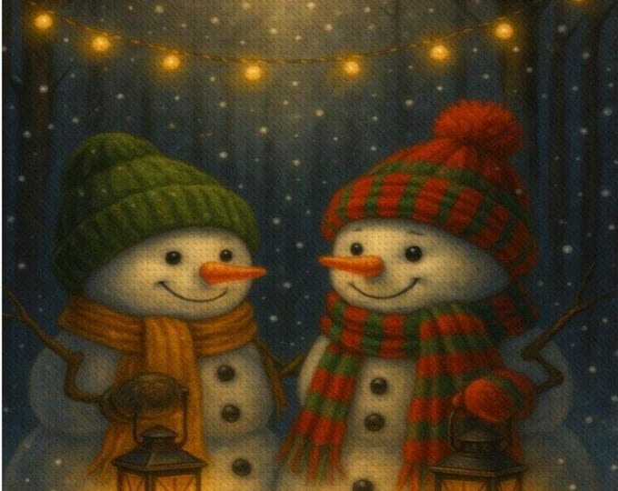 Snowman Diamond Painting Kit | Christmas DIY Craft Gift | Canvas | Winter Lantern Scene | Holiday Decor