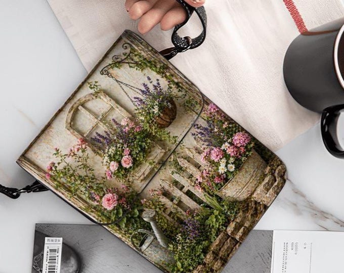 Cottage Garden Phone Purse Crossbody Bag, Floral Cell Phone Wallet for Women, Shabby Chic Garden Shoulder Bag, Cottagecore Flower Lover Gift