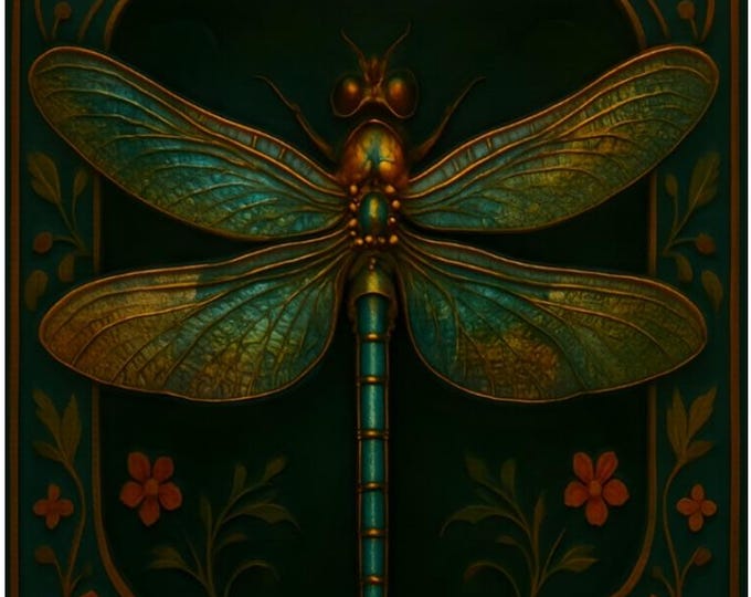 Dragonfly Steampunk Flower Diamond Painting, DIY Kit, 16"x20" Canvas, Diamond Art, Handmade Full Kit, Craft Gift