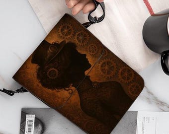 Steampunk Lady Cell Phone Purse, Gothic Crossbody Phone Bag for Women, Small PU Leather Shoulder Bag, Vintage Gear Art Phone Wallet, Gift