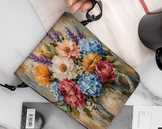 Floral Phone Purse Crossbody Bag, Flower Cell Phone Wallet for Women, Cottagecore Floral Handbag, Garden Flower Purse, Spring Summer Gift