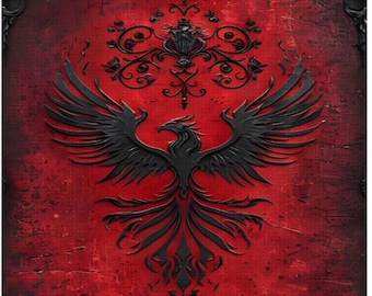 Gothic Phoenix Diamond Painting Kit, Crimson DIY Art (16x20, No Frame)