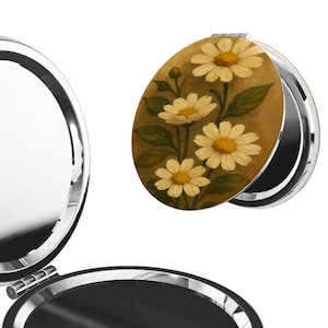Daisy Pocket Mirror: Vintage Style Compact Magnifying Mirror