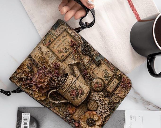 Vintage Floral Phone Purse Crossbody Bag, Rustic Cottagecore Cell Phone Wallet, Shabby Chic Antique Floral Shoulder Bag, Feminine Gift