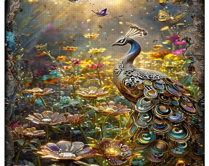 Diamond Painting, Peacock, Steampunk Mechanical Wildflower, Diamond Paintings, DIY, 16”x20”, Diamond Art, 2 Designs, Floral, Kit, Customized