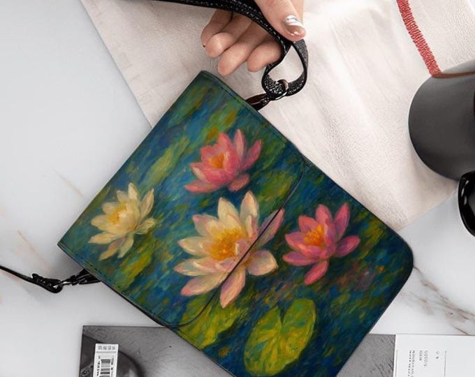 Lotus Lily Pad Cell Phone Purse, Floral Crossbody Bag