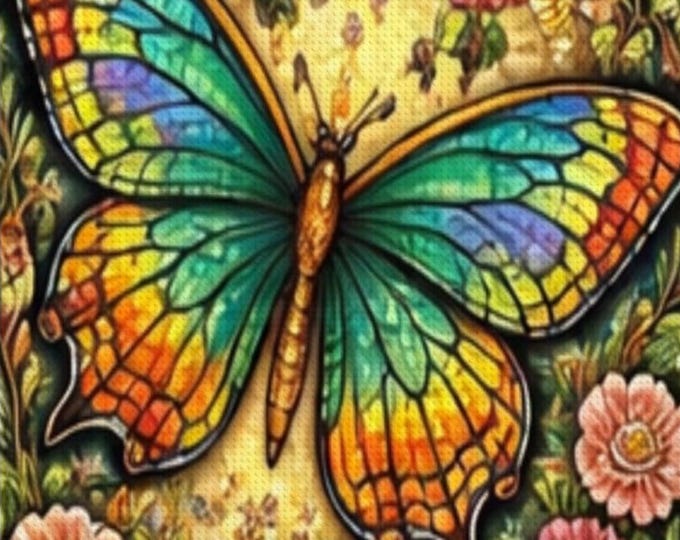 Butterfly Diamond Painting Kit | Floral Butterfly Wall Art | Full Drill DIY Diamond Art Canvas | Nature Craft Gift