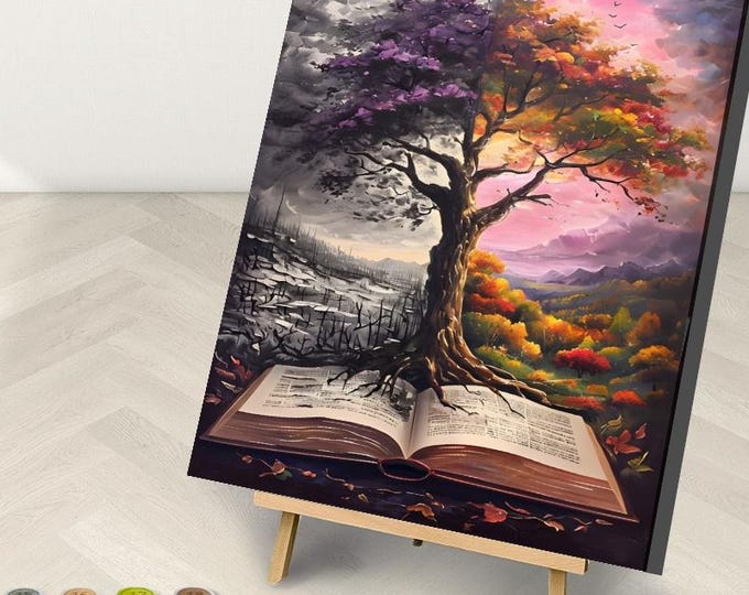 Tree Growing from Book Paint by Numbers Kit: Framed DIY Art Gift