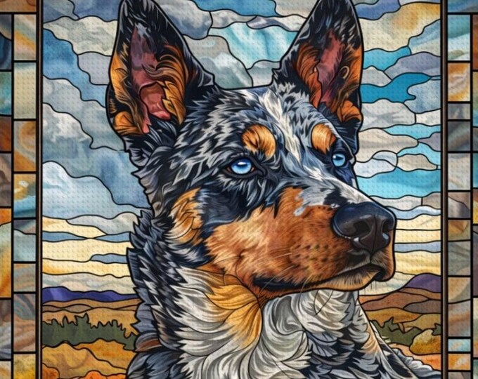 Blue Heeler Diamond Painting Kit | Australian Cattle Dog DIY Diamond Art | Dog Lover Gift | Full Drill Canvas Wall Art