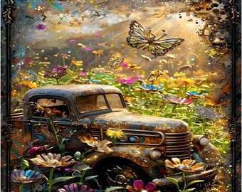 Steampunk Truck Paint by Numbers Kit: Framed DIY Art with Stand