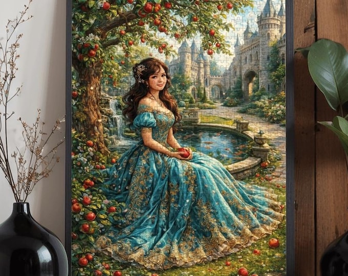Enchanted Garden Wooden Puzzle 300 500 1000 Pieces | Fantasy Woman Art Jigsaw Puzzle | Romantic Scenic Puzzle Gift for Adults