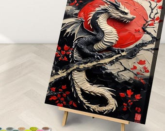 Dragon Paint by Number Kit: Framed Canvas Art with Stand (16x20)