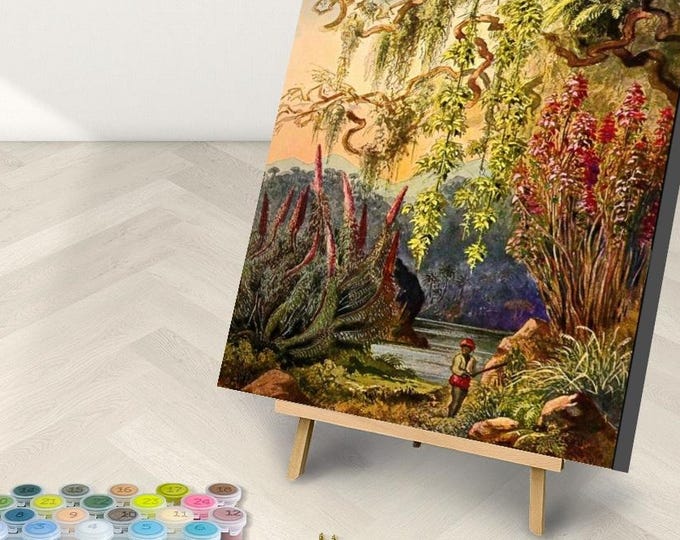 Jungle Art, Nillu Bushes Paint by Number Kit: Ceylon Highlands Art with or without Frame, Vintage Art Design