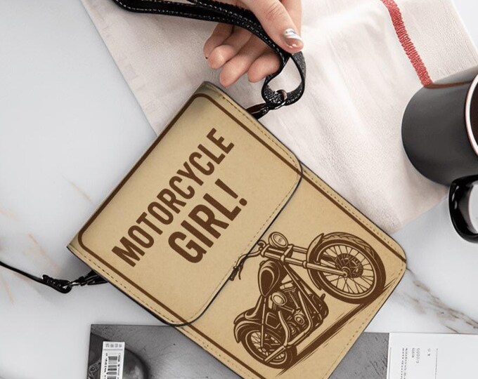 Motorcycle Bag, Motorcycle Girl, Crossbody or Shoulder Strap, Cell Phone Purse, Biker Gift