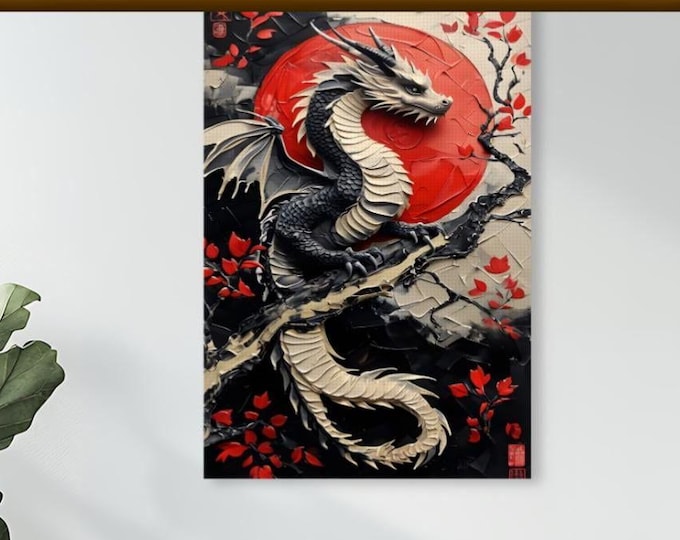 Dragon Diamond Painting Kit, Framed Canvas, Asian Fantasy Art