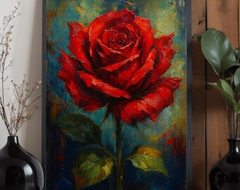 Red Rose Wooden Jigsaw Puzzle – Floral Oak Art, 500/1000 Piece