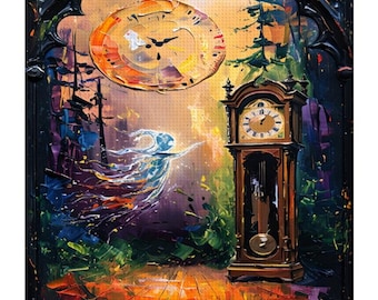 Grandfather Clock Diamond Painting Kit: Forest Ghost Art Hobby Craft