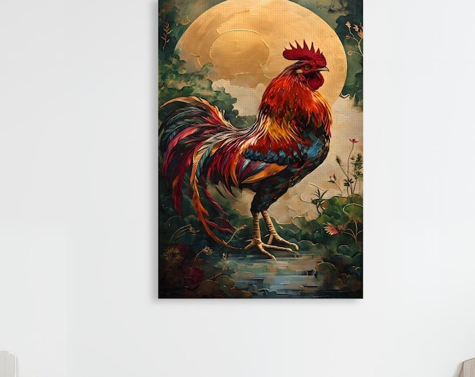 Colorful Rooster Diamond Painting Kit – DIY Farmhouse Wall Art