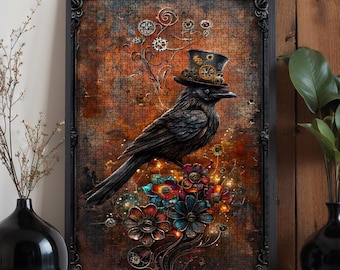 Steampunk Raven Jigsaw Puzzle: Oak Wood, 500 or 1000 Pieces